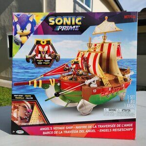 New Large Sonic Prime the Hedgehog Playset Pirate Ship Boat Toy Knuckles the Dre